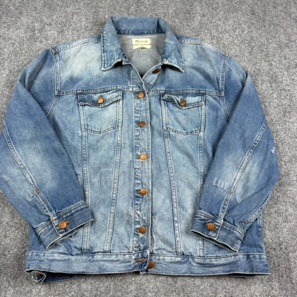 Madewell Oversized Denim Jacket Womens One Size Light Blue Indigo Trucker Jean